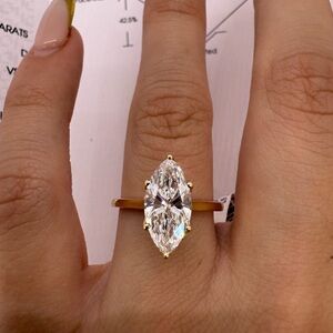 2.01 carat D VS1 marquise lab diamond solitaire tulip basket engagement ring